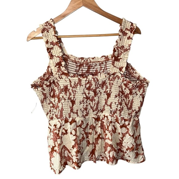 NWT Old Navy Sleeveless Smocked Bodice Floral Print Top Ginger - Picture 4 of 12